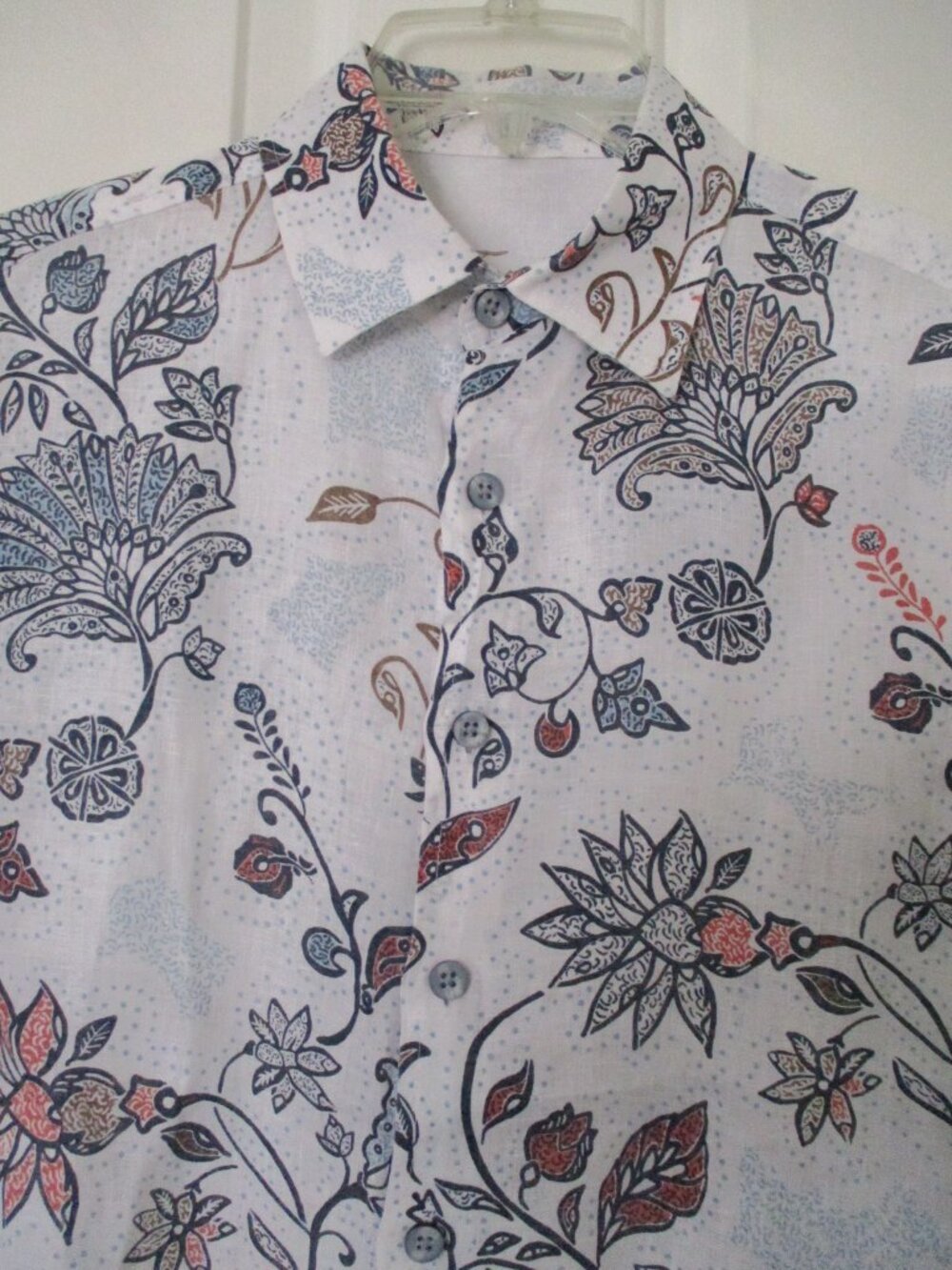 Tasso Elba Mens S/S White Linen Floral Hawaiian Shirt NWOT - Size Small